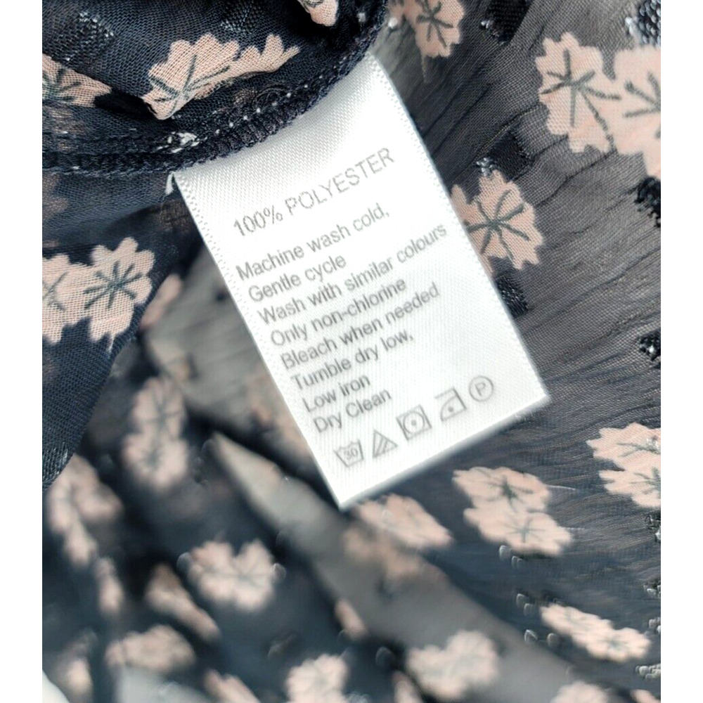 Anthropologie Black Sheer Floral Ruffle Blouse - Picture 6 of 8